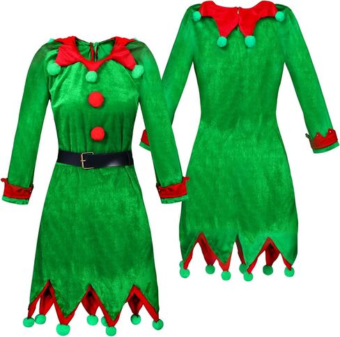 أزياء Alaiyaky Buddy The Elf للرجال والنساء، أزياء قزم الكريسماس للبالغين، مجموعة كاملة من الأزياء التنكرية لحفلات الأعياد in Kuwait