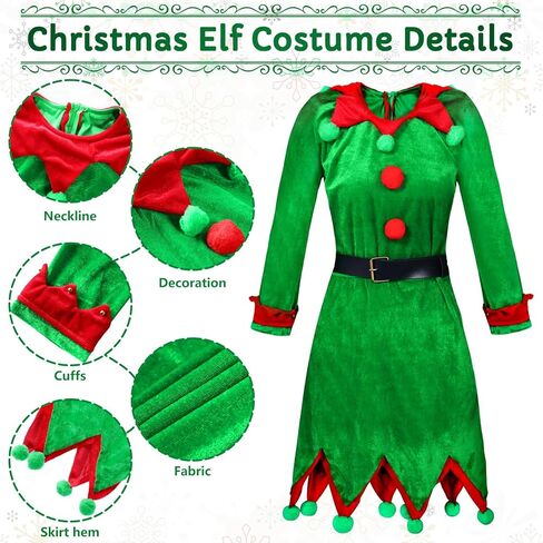 أزياء Alaiyaky Buddy The Elf للرجال والنساء، أزياء قزم الكريسماس للبالغين، مجموعة كاملة من الأزياء التنكرية لحفلات الأعياد in Kuwait