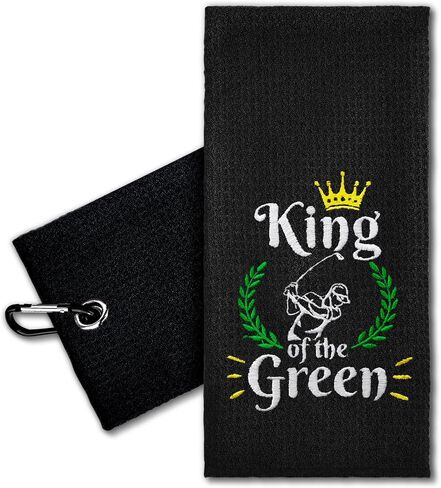 King of The Green Embroidered Golf Towel with Clip. Funny Golf Accessories Golf Gifts for Men Golf Lover Dad Uncle Grandpa, Birthday Retirement Father's Day for Golf Fan in Saudi Arabia