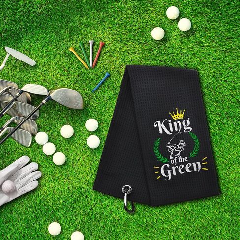 King of The Green Embroidered Golf Towel with Clip. Funny Golf Accessories Golf Gifts for Men Golf Lover Dad Uncle Grandpa, Birthday Retirement Father's Day for Golf Fan in Saudi Arabia