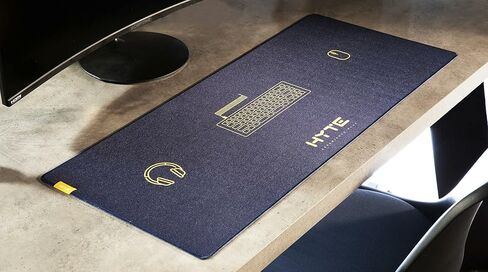 وسادة مكتب ألعاب HYTE DP900 مصنوعة من قماش فاخر للغاية مع انزلاق ناعم وحريري - أزرق منتصف الليل وأصفر عسلي، مثالية للاعبين 900 × 400 مم [35.4 × 15.7 بوصة]، MOU-HYTE-001 in Kuwait