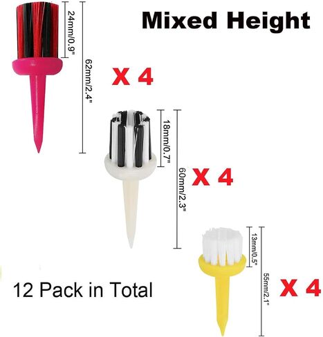 FINGER TEN Brush Golf Tees Type Plastic Unbreakable 6 12 Pack, Low Resistance More Distance Consistent Height Driver Training Tee Pink for Men Women in Saudi Arabia
