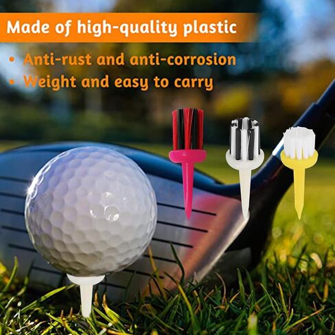 FINGER TEN Brush Golf Tees Type Plastic Unbreakable 6 12 Pack, Low Resistance More Distance Consistent Height Driver Training Tee Pink for Men Women in Saudi Arabia