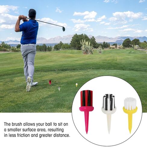 FINGER TEN Brush Golf Tees Type Plastic Unbreakable 6 12 Pack, Low Resistance More Distance Consistent Height Driver Training Tee Pink for Men Women in Saudi Arabia