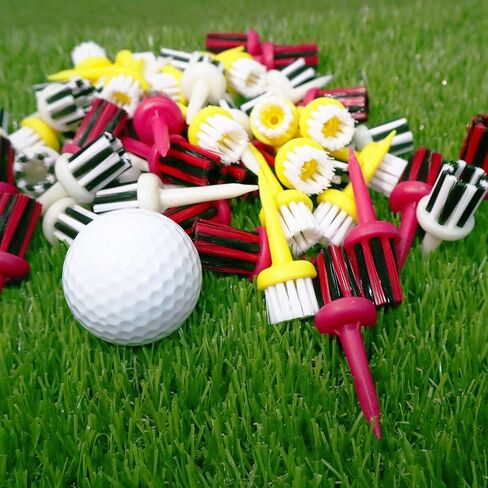 FINGER TEN Brush Golf Tees Type Plastic Unbreakable 6 12 Pack, Low Resistance More Distance Consistent Height Driver Training Tee Pink for Men Women in Saudi Arabia