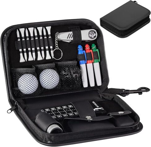 MAZEL Men Golf Accessories Set Including Golf Accessories Bag Case,Golf Balls,Golf Tees,Ball Clamp,Ball Marker & Ball Marking Stencil,Rangefinder,Brush,Multifunctional Divot Tool,Scorer in Saudi Arabia