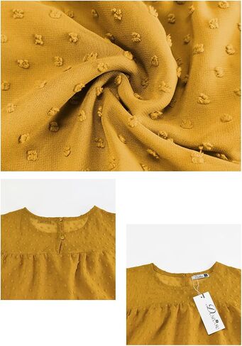 DOROSE Women's Babydoll Tops Swiss Dot Ruffle Sleeve Tiered Flowy Blouses Dressy Casual Summer Shirts in Kuwait