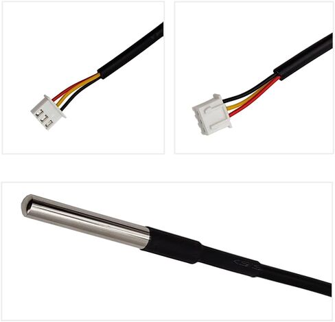 مقاوم للماء 1M DS18B20 مستشعر درجة الحرارة الرقمي من الفولاذ المقاوم للصدأ أنبوب مسبار درجة الحرارة 39.3 بوصة مع موصل طرفي XH2.54 لـ Arduino (6 عبوات) in Kuwait