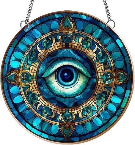 Blue Evil Eye Acrylic Window Hanging Ornament, Evil Eye Decor for Bedroom Livingroom Yard, Blessing Craft Gift Bring Good Luck (12"/30cm) in Kuwait