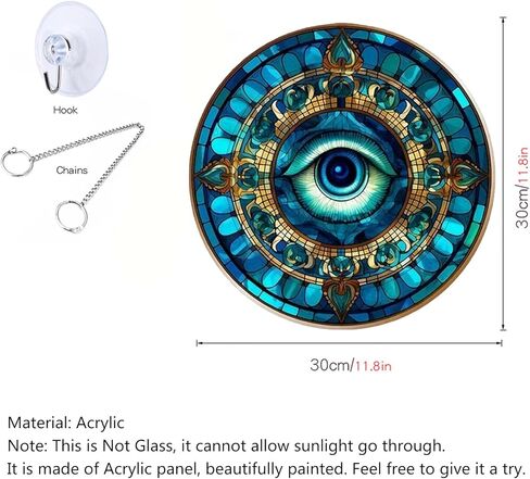 Blue Evil Eye Acrylic Window Hanging Ornament, Evil Eye Decor for Bedroom Livingroom Yard, Blessing Craft Gift Bring Good Luck (12"/30cm) in Kuwait