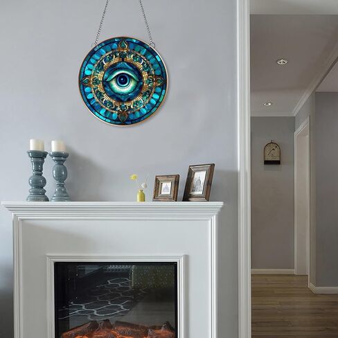 Blue Evil Eye Acrylic Window Hanging Ornament, Evil Eye Decor for Bedroom Livingroom Yard, Blessing Craft Gift Bring Good Luck (12"/30cm) in Kuwait