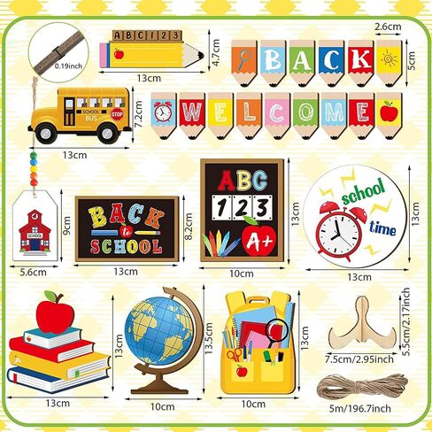 24 Pcs Back To School Season Globe Tiered Tray Decor Set, Back To School Season Wooden Signs, Globe Home Decor, Office, Home, Campus Themed Decorative Tray Signs in Saudi Arabia