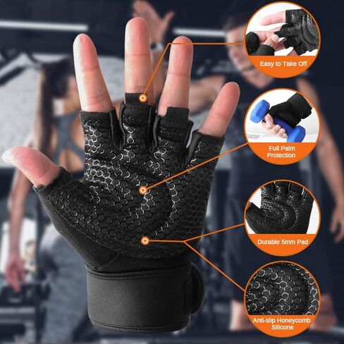 قفازات التمرين HCFGS، قفازات الصالة الرياضية للرجال والنساء، قفازات رفع الأثقال لحماية راحة اليد الكاملة، قفازات الصالة الرياضية للتدريب وركوب الدراجات واللياقة البدنية وممارسة التمارين الرياضية والتعليق والسحب in Kuwait