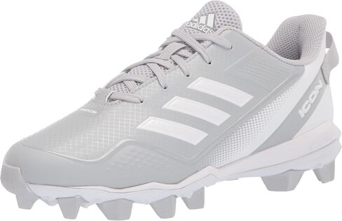 adidas Boy's Icon 7 MD Baseball Shoe, Team Light Grey/White/Silver Metallic, 10 Toddler in Saudi Arabia