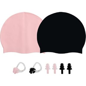 2PCS Kids Swim Cap, Kids Silicone Swimming Cap Waterproof Bathing Caps Non-Slip Cartoon Toddler Swim Hats for Short and Long Hair Kids Boys Girls Toddler
