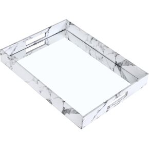 Vixdonos Decorative Mirror Tray Gold Serving Tray Bathrooom Vanity Tray for Makeup,Candle Holders,16.2'' X 12.2" X 2''