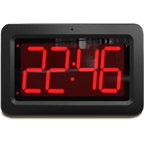 Digital Alarm Clock, 3,2'' Led Large Display Wall Clock, 2-Level auto dimming, 2 Ways of Power (USB or Battery), 2 D Cell Batteries Last About 12 Months，for Bedroom