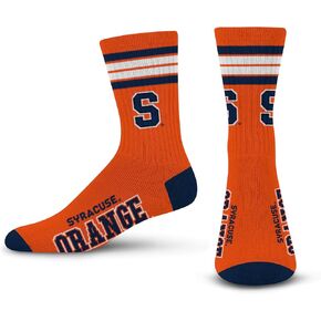 For Bare Feet NCAA Syracuse Orange 4 Stripe Deuce Crew Sock Team Color MEDIUM