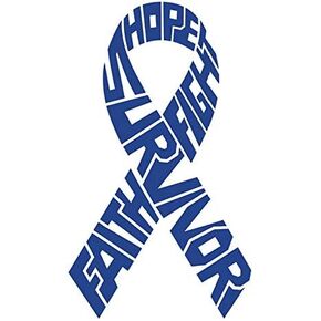Survivor Colorectal Cancer Ribbon Decal |Blue | Made in USA by Foxtail Decals | for Car Windows, Tablets, Laptops, Water Bottles, etc. | 2.6 x 4.5 inch