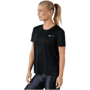 Nike Women's Miler Short Sleeve Running Top Black/Reflective Silver Size X-Large