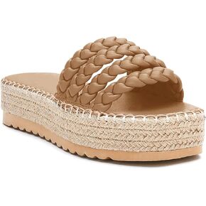 Coutgo Womens Platform Slides Sandals Espadrilles Braided Slip on Open Toe Backless Summer Dress Shoes