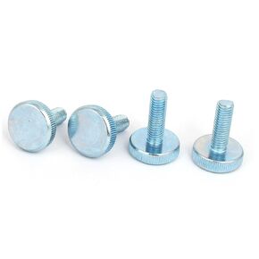 uxcell M8x25mm Knurled Head Flat Point Fully Threaded Thumb Screws Fastener 4pcs
