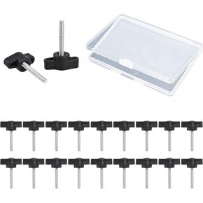 Z-Wings Knurled Thumbscrew Screw, 20pcs M4 x 25mm Galvanized Screw Threaded Knurled Thumb Grip Knobs Thumb Screw for Machinery Lathe with Storage Box