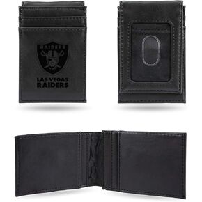Rico Industries NFL Las Vegas Raiders Laser Engraved Front Pocket Wallet, Black, 2.75" x 4"