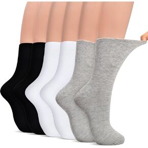 GRPSKCOS Diabetic Socks Men, 6 Pairs Extra Wide Loose Fitting Diabetic Socks Comfortable Wide Socks Non Binding Socks 6-11