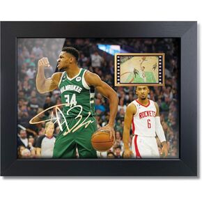 sufenvera Basketball Fans Poster - Print Signed Giannis Antetokounmpo Framed Mini Film Photo Display,Great Birthday Christmas Gifts for Boys/Men 8x6 Inches