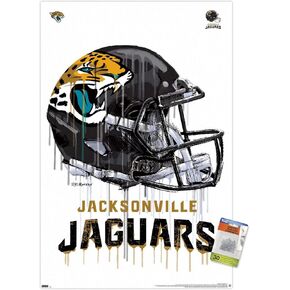 Trends International NFL Jacksonville Jaguars - Drip Helmet 20 Wall Poster with Push Pins