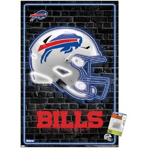 Trends International NFL Buffalo Bills - Neon Helmet 23 Wall Poster, 22.37" x 34.00", Poster & Push Pin Bundle