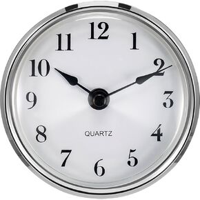 Hicarer 3-1/8 Inch (80 mm) Quartz Clock Fit-up/Insert with Arabic Numeral, Quartz Movement (Silver Trim)