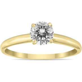 SZUL Round Diamond Solitaire Ring in 14K Yellow Gold