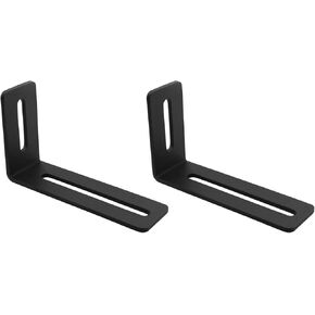 2PCS Black Heavy Duty Mending Plate Flat Straight Metal Steel Repair Fixing Bracket Connector Adjustable L-Bracket Single Slot Angle Code Corner Brace Furniture Reinforced Right Angle Connector