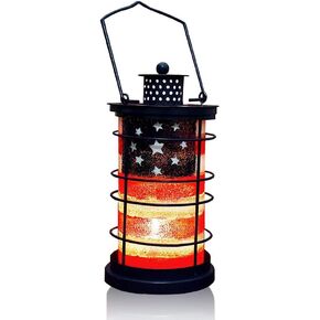 7.5"" H Metal Candle Lantern Patriotic Table Decor Standing or Hanging Candle Holder Decorative USA Flag Americana Lantern for 4th of July Memorial Day (1), As Shows