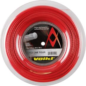 VOLKL Cyclone Tour | Tennis Racquet String | Spin & Control | Ten-Sided co-Polymer (Red, 16, Reel)