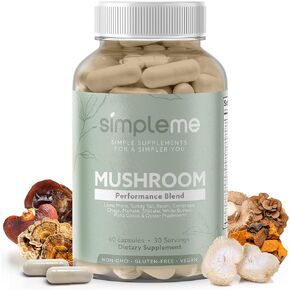 Multi-Mushroom Supplement - Complex For Brain, Immune Support, Nootropics - Performance Blend with Lions Mane, Turkey Tail, Reishi, Cordyceps, Chaga, Maitake, Shiitake, and More - 60 Capsules