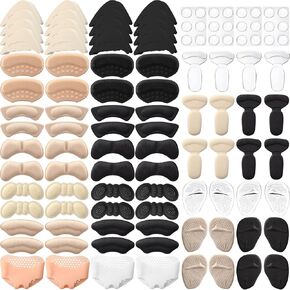 54 Pairs Shoe Filler Heel Grips Liner Cushions Inserts for Loose Shoes Heel Pad and Metatarsal Pads Shoe Filler Heel Grips for Too Big Shoes Women from Heel Slipping Blisters Relieve Pain