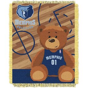Officially Licensed NBA Memphis Grizzlies Half Court Woven Jacquard Baby Throw Blanket, 36" x 46", Multi Color