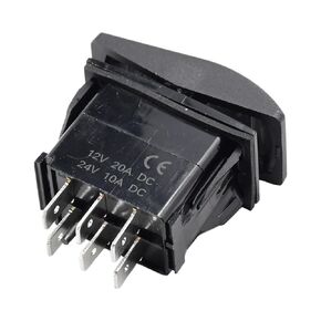 VLD1S00B-AZC00-000 Rocker Switches (ON)-Off-(ON) 20A 12VDC Sealed Non-Illuminated 6 Connections