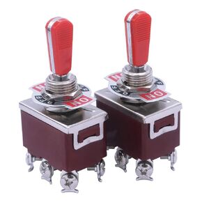 mxuteuk 2pcs 16A Toggle Rocker Switch 6 Pins DPDT ON/Off/ON Switch 3 Position 3 Way Heavy Duty 16A 250V 20A 125V with 2 Red PC Wear-Resistant Handle Ten(A)-6310R-A203