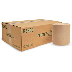 Morcon Paper R6800 Universal Hardwound Roll Towels, 100% Recycled Fibers, 8-Inch x 800ft Brown 6 Rolls/Carton