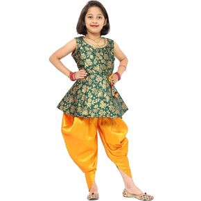 Girls Jacquard Peplum Ethnic Top with Dhoti | Indian Ethnic Kids Wear in Kuwait