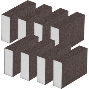 Sanding Sponge Coarse and Fine Sanding Blocks100/220 Grit Sandpaper Sponge Washable and Reusable Sanding Block for Wood Metal Wall Polishing 8Pcs