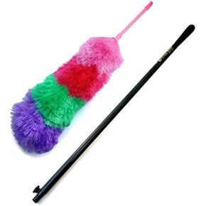 Kitchen + Home Large 27" Inch Static Duster with Bonus 35" Inch Extension Pole - Electrostatic Feather Duster attracts dust Like a Magnet! - Assorted Colors Will Ship