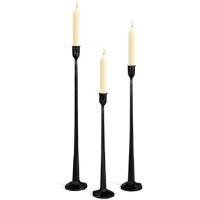 Rustic Iron Taper Candle Holder Set - 14“, 17", 19“ High Decorative Candle Stand for Weddings, Dinners, Parties - 3-Piece Candlestick Holder Collection