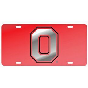 Craftique Ohio State Red Laser Cut License Plate - Alternate Logo