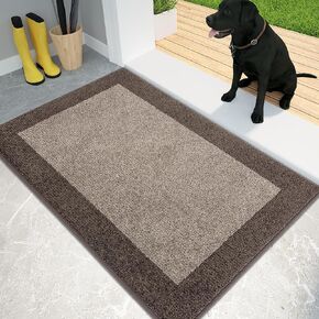 PURRUGS Dirt Trapper Door Mat 24" x 36", Non-Slip/Skid Machine Washable Entryway Rug, Shoes Scraper, Throw Rug, Super Absorbent Area Rug for Muddy Wet Shoes and Paws, Light Grey & Grey