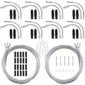 79 Pcs Stainless Steel Bicycle Shift Wire Kit with V Bike Brake Noodle Cable Pipe Rubber Boots and Bike Shift Cable O-Rings End Ferrules with Caps for Mountain Bike Road Bicycle